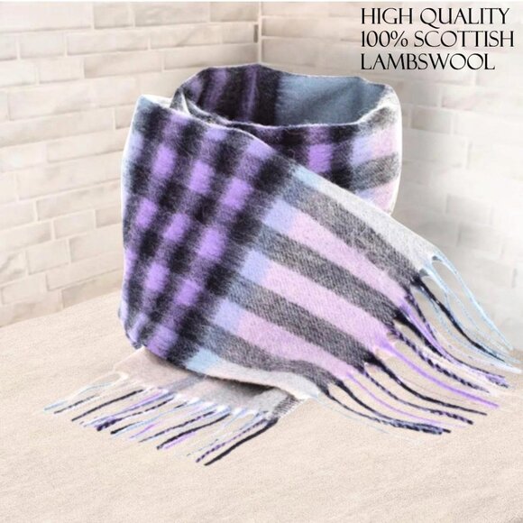 100% Lambswool Scarf Hypoallergenic SCOTTISH IMPORT THINK SOFT WARM TARTAN NWT - Picture 1 of 5